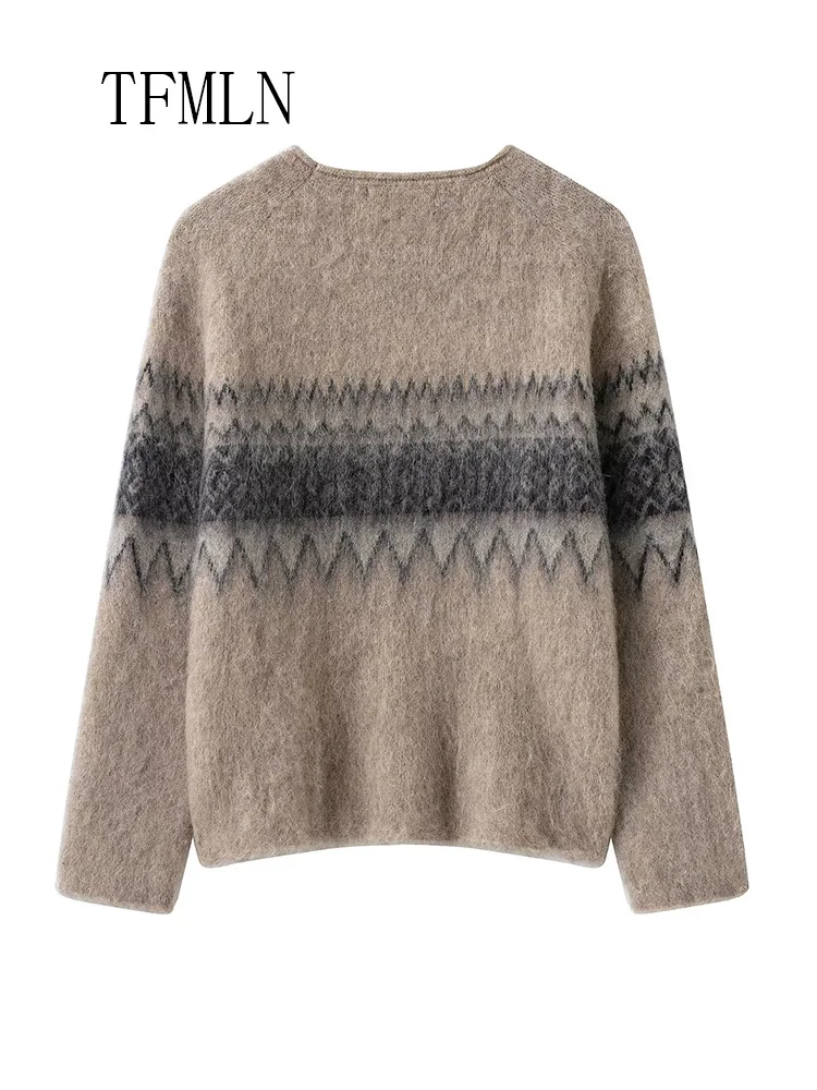 Simple Causal Knitted Sweater For Women 2025 New Soft Long Sleeve O-neck Chic Knitwear Tops Vintage Street Girls Pullover Tops