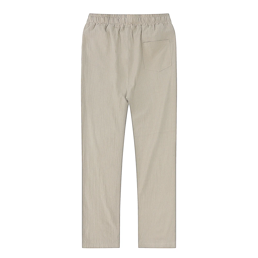 Mens Thin Style Cotton White Cargo Pants Male Spring New Breathable Solid Color Linen Trousers Fitness Streetwear Pantalon Homme 5