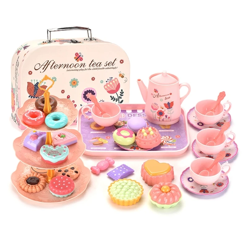 36Pcs Teas Party Set for Little Girls Pretend for Play Teapot Set with