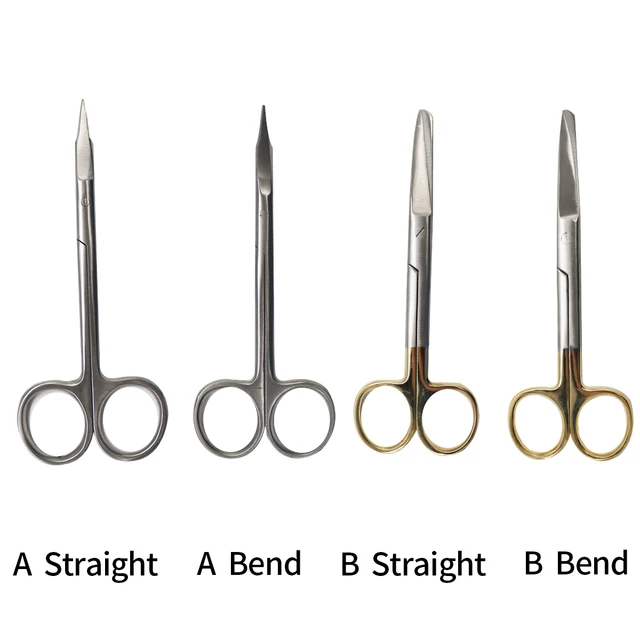 1Pcs 13cm/15cm Dental Stainless Steel Dressing Scissor Sharp Blunt Straight/Bend Head Surgical Medical Use