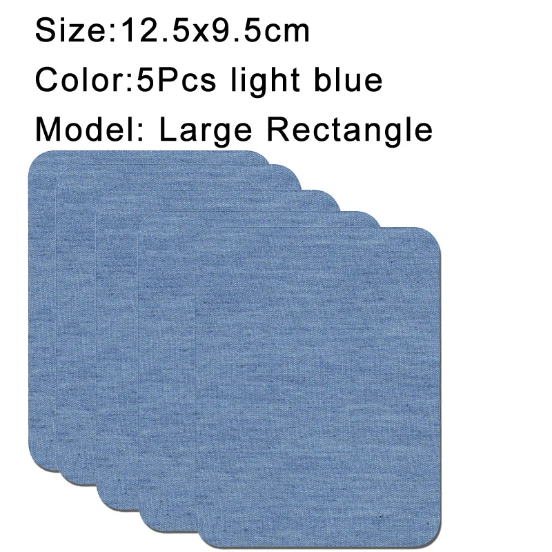 Denim Iron-On Patch Set: Self-Adhesive Blue Cotton Repair Patches