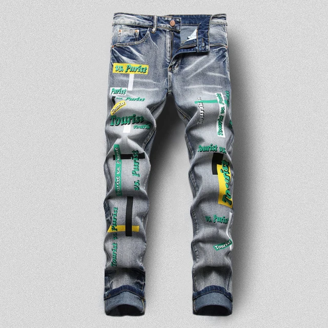 2022 Fancy Color Print Jean Hip Hop Jean Graphic Jean Fall Fashion Slim  Straight Stretch Denim Pant Trousers Jean For Men - Jeans - AliExpress