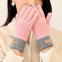 Women Men Warm  Screen Gloves Stretch Knit Mittens Wool Full Finger Guantes Female Crochet Glove - Image 2