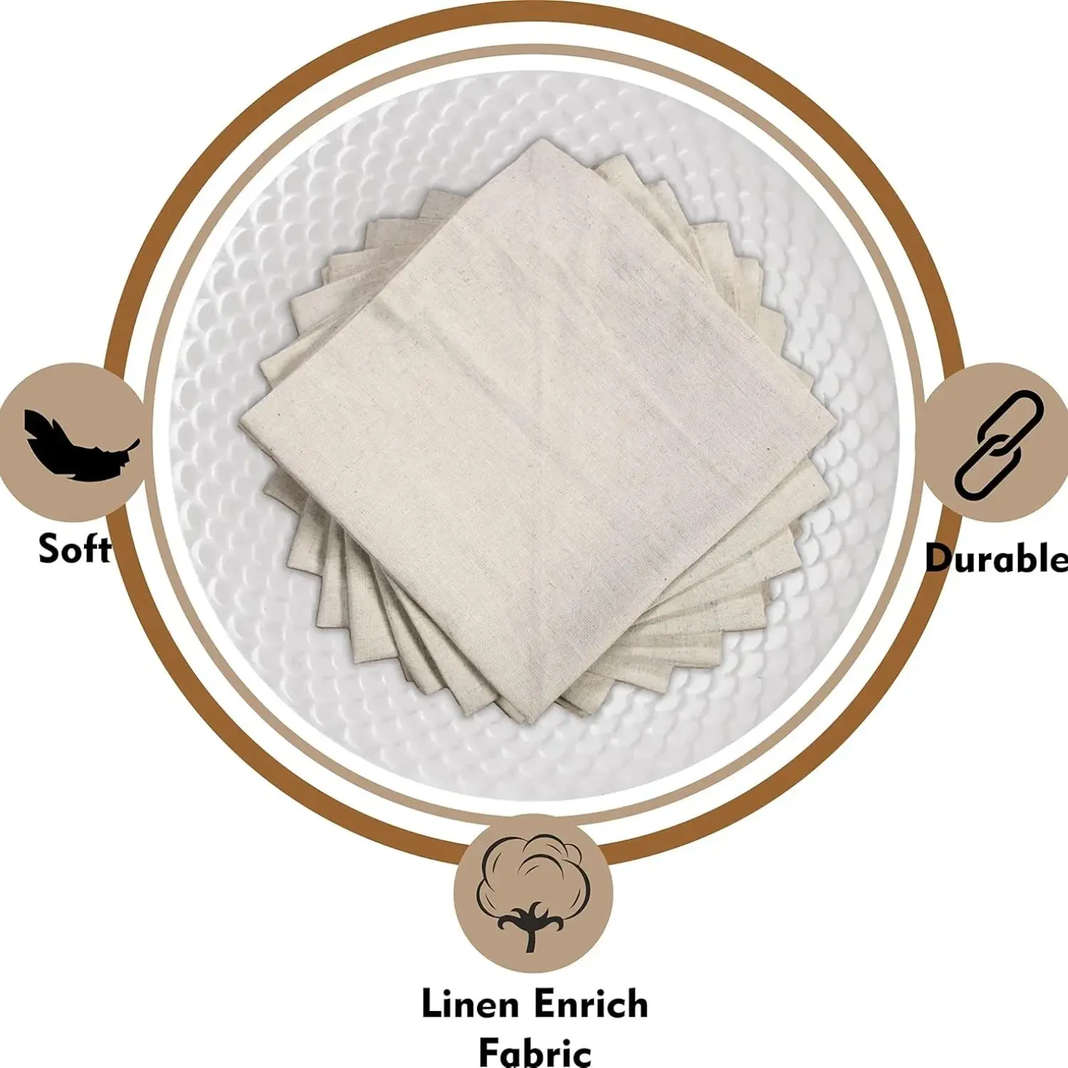 6 Pieces 100% Linen Dinner Napkin Nature Napkin Soft Absorbent Comfortable - Ideal for Events and Regular Use 3