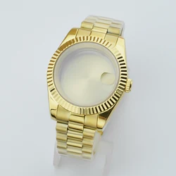 Gold Case with Presidential Bracelet and Sapphire Glass Crystal - 36mm/40mm - 36mm NH35 NH36 (Gold steel back date)