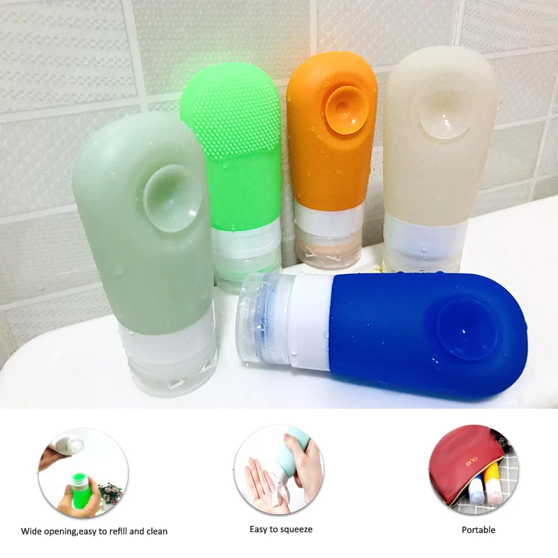 4 Bottiglie Viaggio Silicone 90ml - Contenitori Comprimibili Per Shampoo E Lozioni - Foto 5