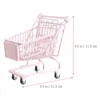Wire Baskets for Storage Pantry Shopping Cart Toy Baby Stroller Small Supermarket Trolley Desk Pink Iron Children’s Toys 2