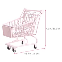 Wire Baskets for Storage Pantry Shopping Cart Toy Baby Stroller Small Supermarket Trolley Desk Pink Iron Children’s Toys 2