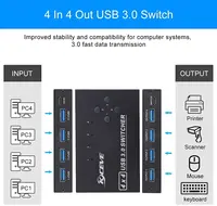 MZX USB Switch Selector KVM Switcher 3.0 Hub 3 0 KM 4 Computer Host Share 4 USB Devices for Keyboard Mouse Printer KVM Switch 2