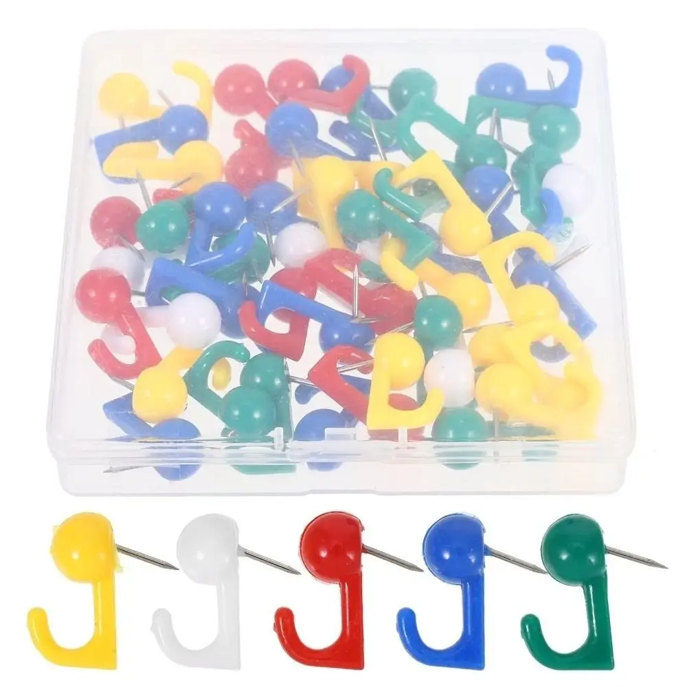 100Pcs DIY 다채로운 푸시 핀 재사용 가능한 크리 에이 티브 보드 압정 상자 장식 스터드로 쉽게 설치 가능 학교 문구