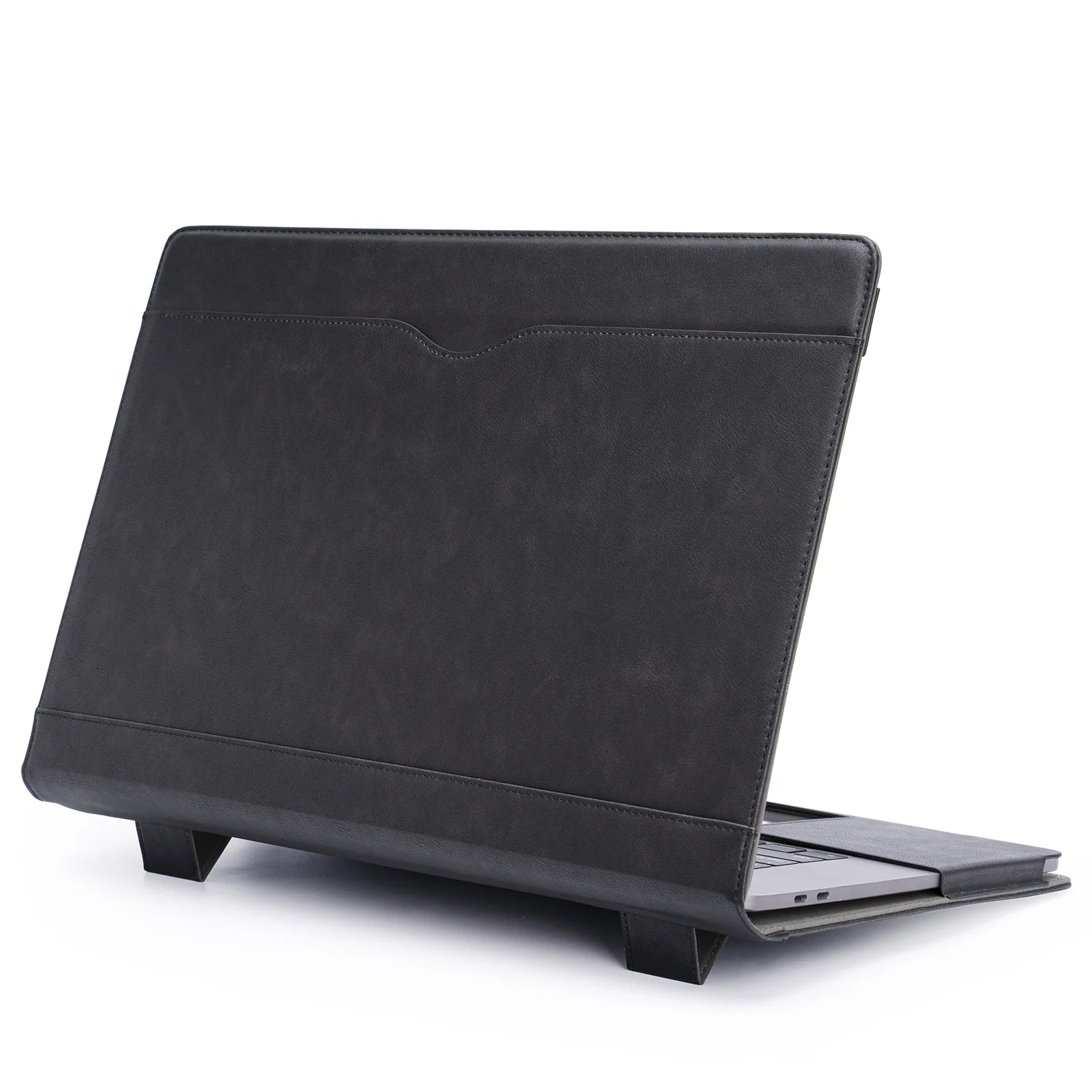 Macbook Pro 16 Polegada pu Leather Case Protetora Folio Book Cover Laptop Sleeve com Aberturas e Função Stand - Imagem 5