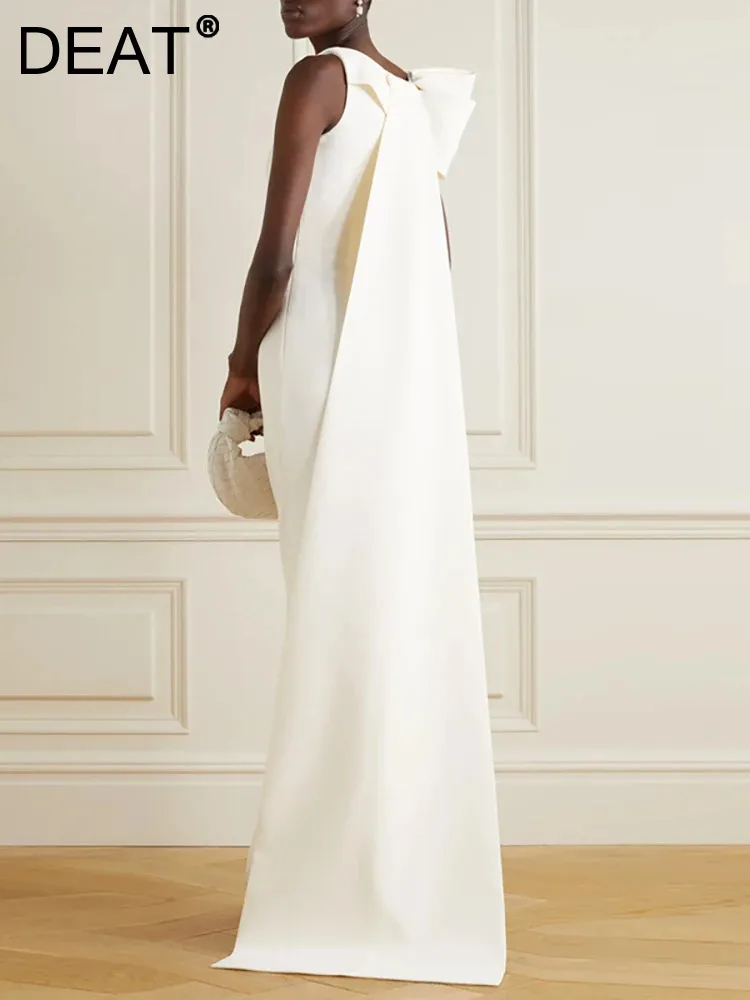 

Женское вечернее платье с круглым вырезом DEAT, однотонное элегантное платье в стиле пэчворк без рукавов, модель 13DB3868 на лето, 2024