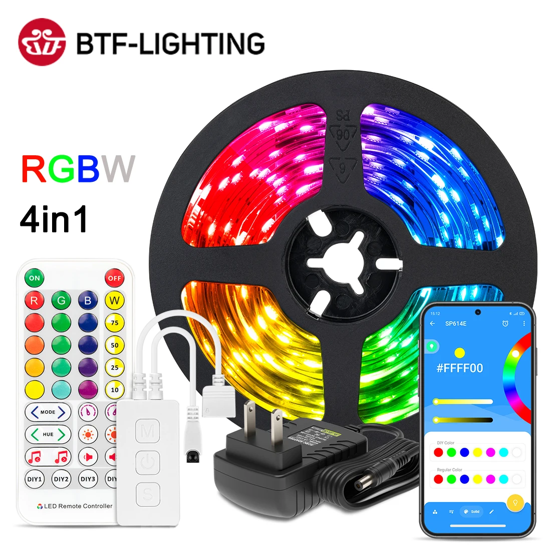 LED Strip Lights 5050 RGB Flexible Music Sync Bluetooth Remote Room Light Kit 