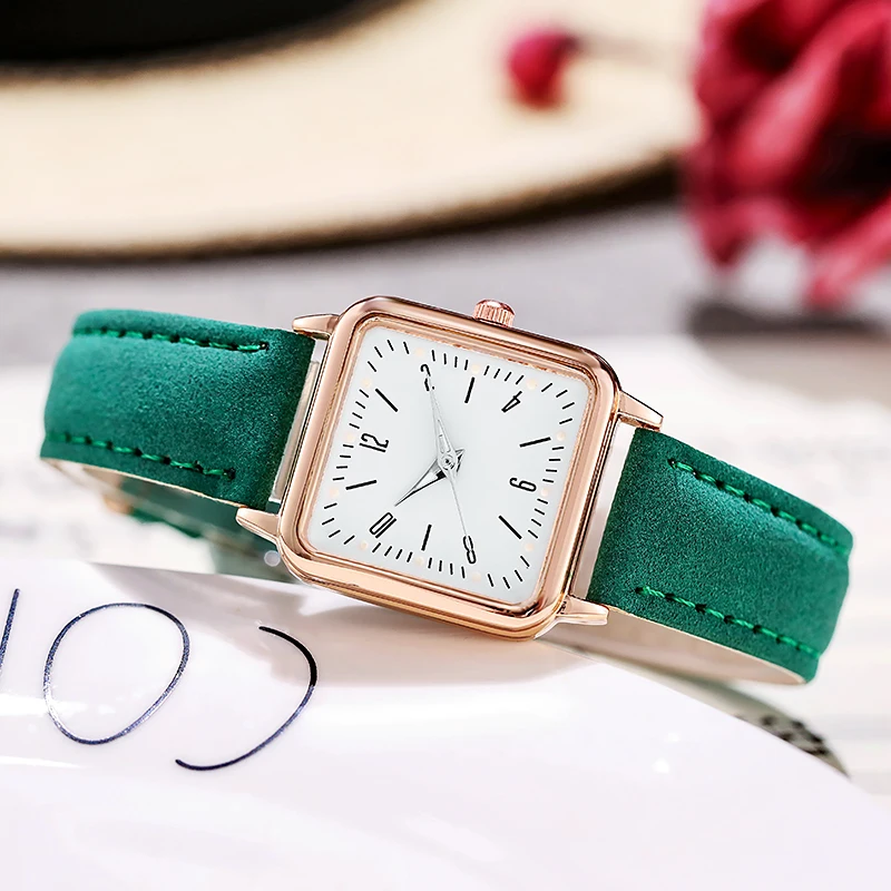 Women Watches Fashion Square Arabic Dial Quartz Watch Casual Leather Strap Ladies Wristwatches Clock Gift Reloj Mujer 4