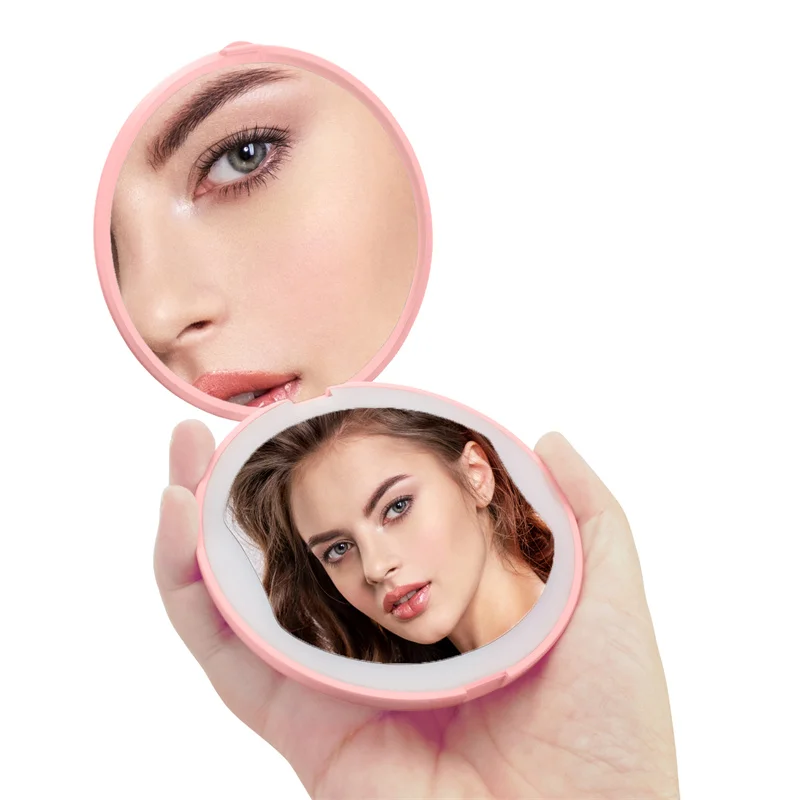 Led Miniature Mirror Lighted Makeup Mirror With T-Shaped Anti-Drop Handle YABOMEI Ladies Compact Mirror Mini Pocket Mirror Portable Beauty Mirror Suitable For Makeup/Selfie/Night Light/Gift 