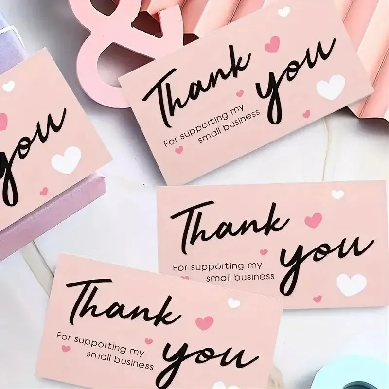 Thank You Cards 50pcs/pack Thank You Card For Supporting Business Package Decoration 