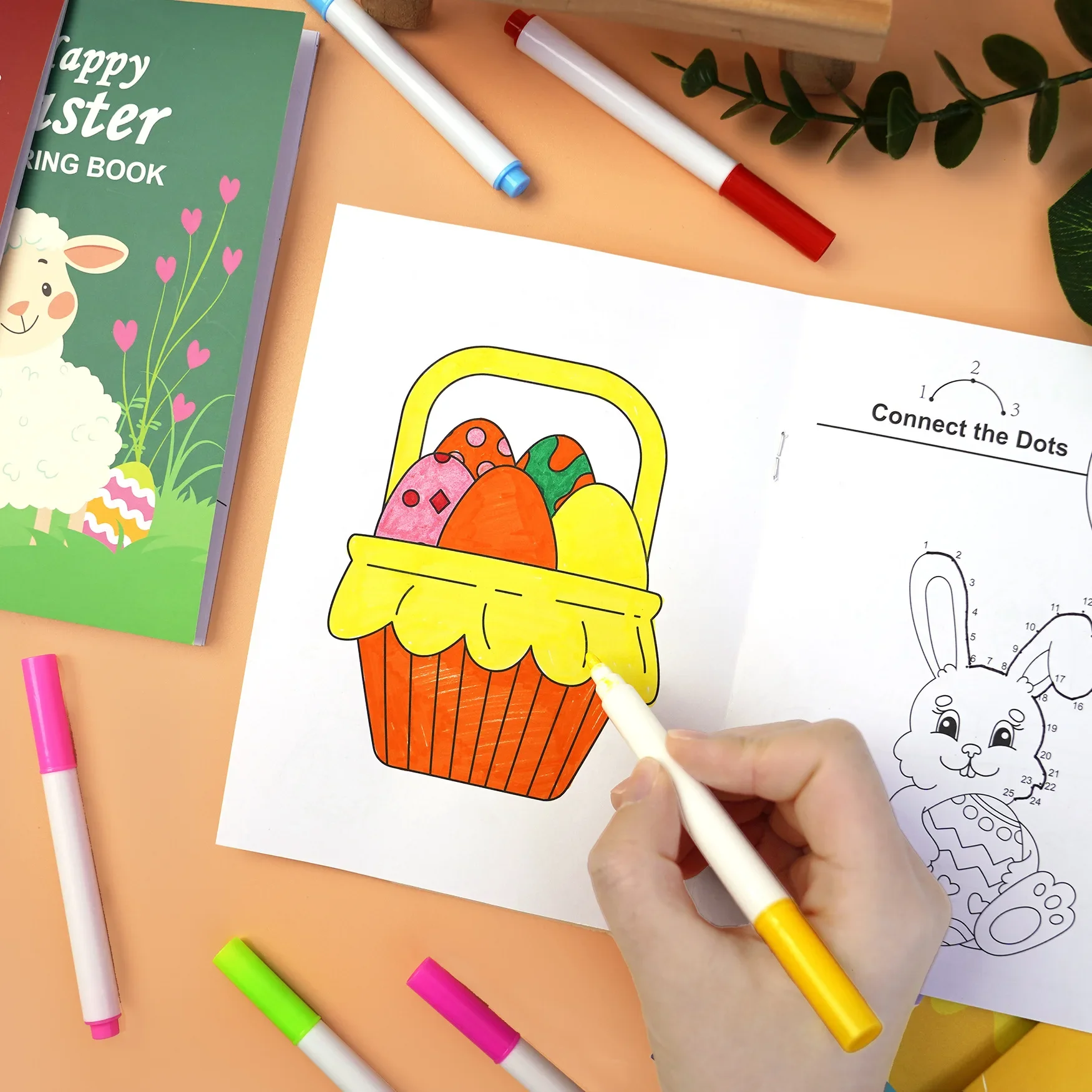 2025 New Children's Easter coloring book Answer Coloring Game Coloring book 3-6 years old Drawing book Drawing book 4