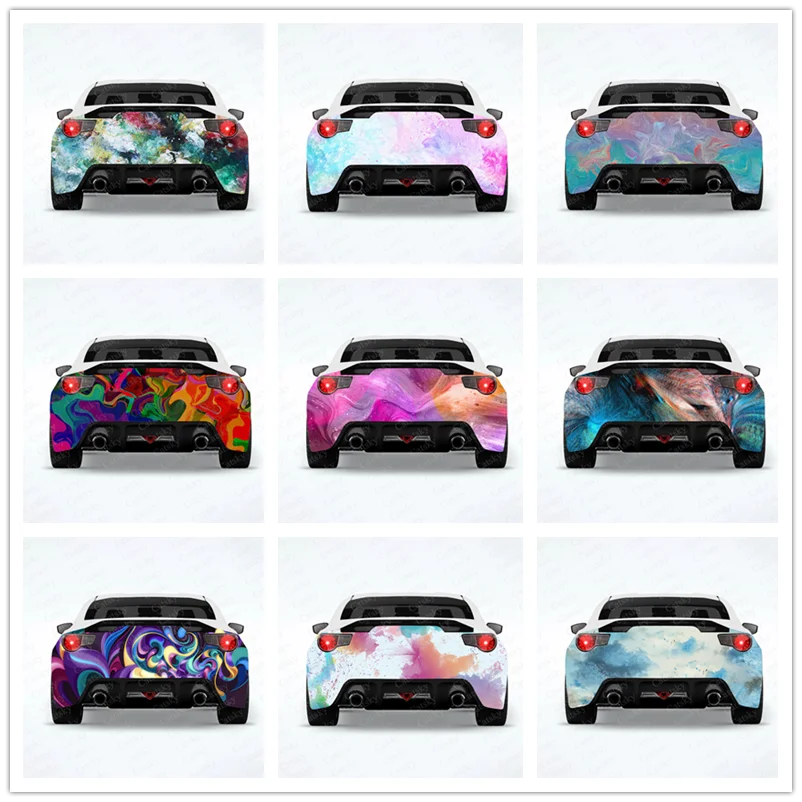 

Абстрактная Акварельная задняя оболочка автомобиля, оригинальная наклейка, модификация внешнего вида автомобиля, декоративные наклейки