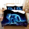 Fox Pattern Duvet Cover Set Queen Bedding Sets for Boy Girl Animal Theme Fox Gifts Polyester Comforter Cover King Twin Full Size 3