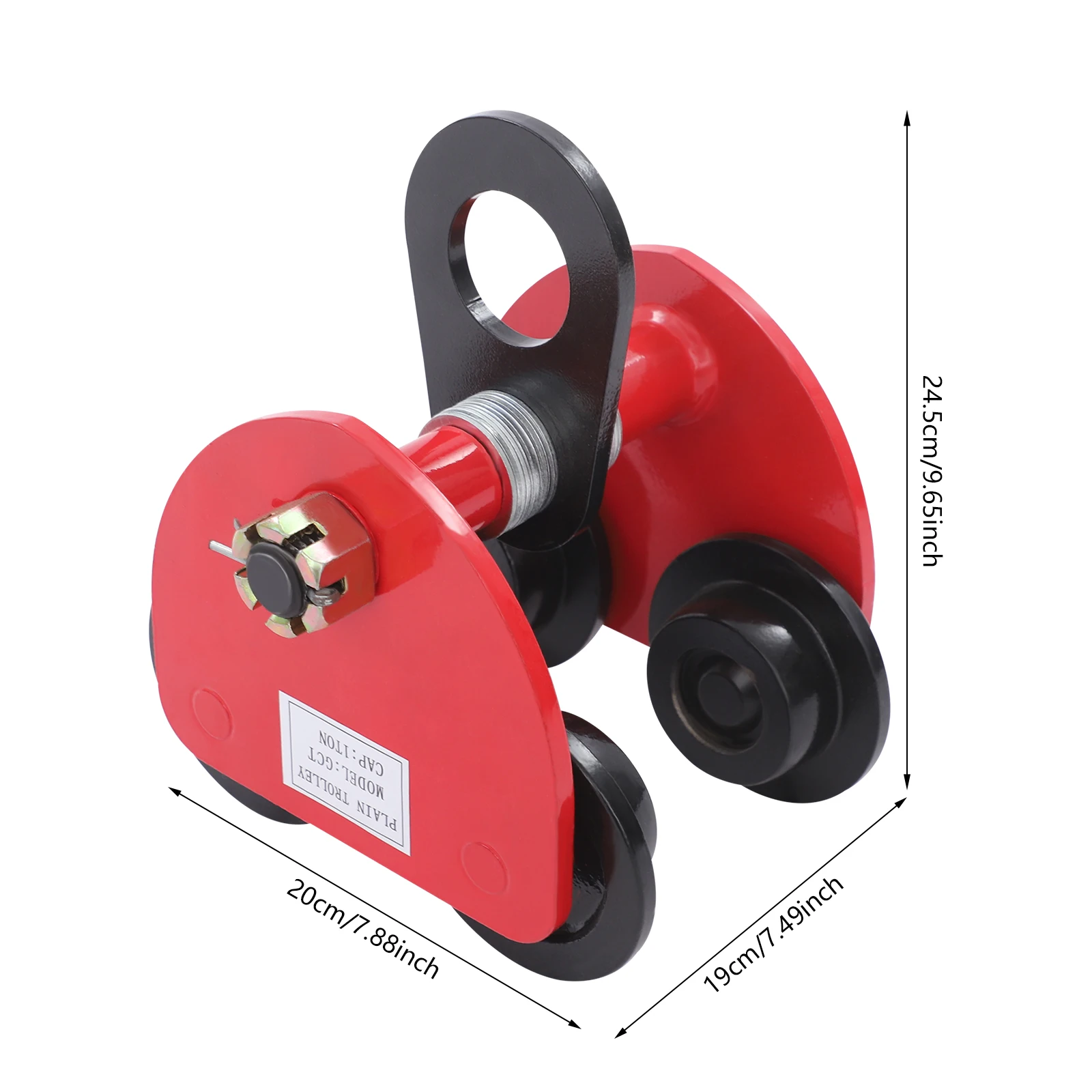 1T Rolling Trolley, Push Beam Trolley, Professional Manual Plain Trolley Small Lifting Tool