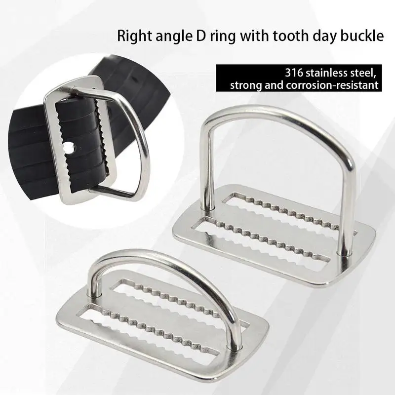 Diving D Ring Belt Buckle Scuba D Ring Sawtooth Design High Durability Diving Accessories Surfing Diving Fishing Scuba Climbing 2