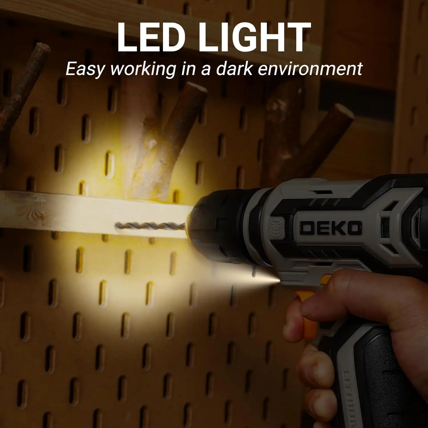 Cordless Drill Set with LED Light and Keyless Chuck