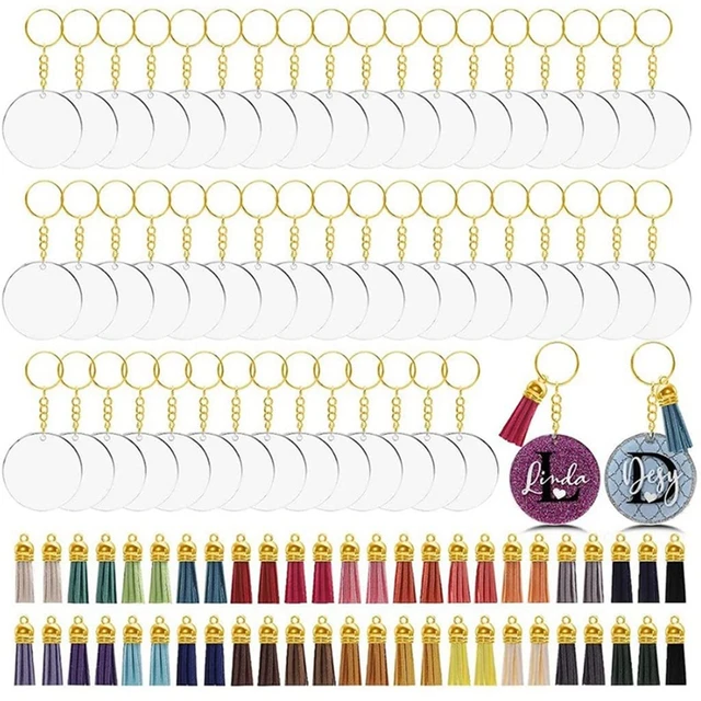 200pcs Acrylic Keychains Blanks with Tassels Bulk Key Chain Making Kit 50  Key Chain Rings DIY Keychain Craft Kit for Vinyl - AliExpress