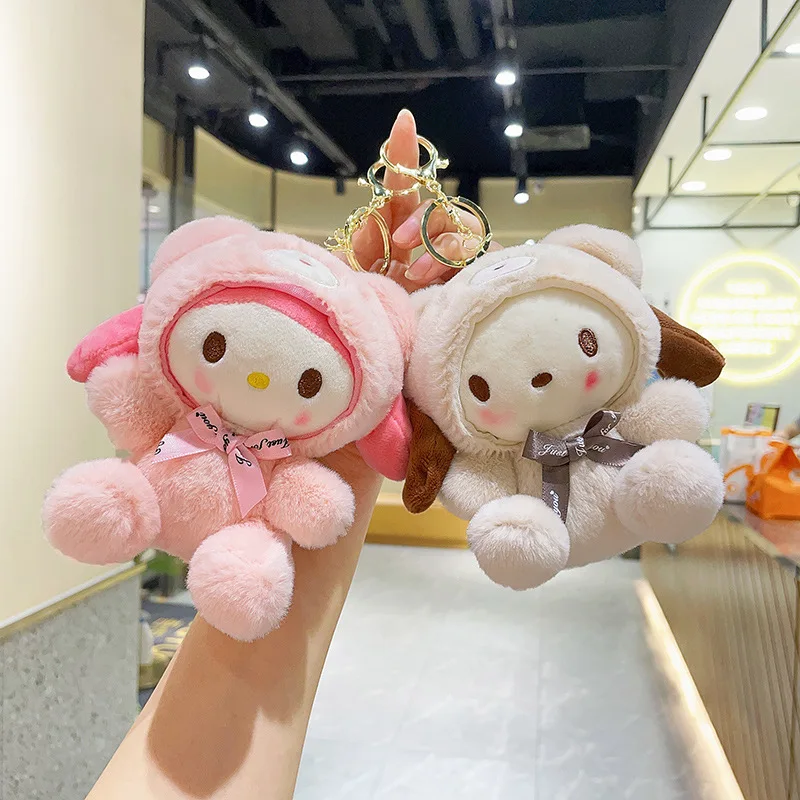 Sanrio Plush Toy Kawali Hello Kitty Kuromi My Melody Soft Stuffed Keychain Cinnamoroll Bag Pendant Stuffed Doll Girl Kid Gift plush toy