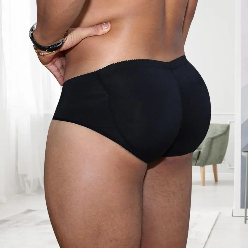 Men Underpants Breathable Pad Filling Thick Fake Butt High Elastic