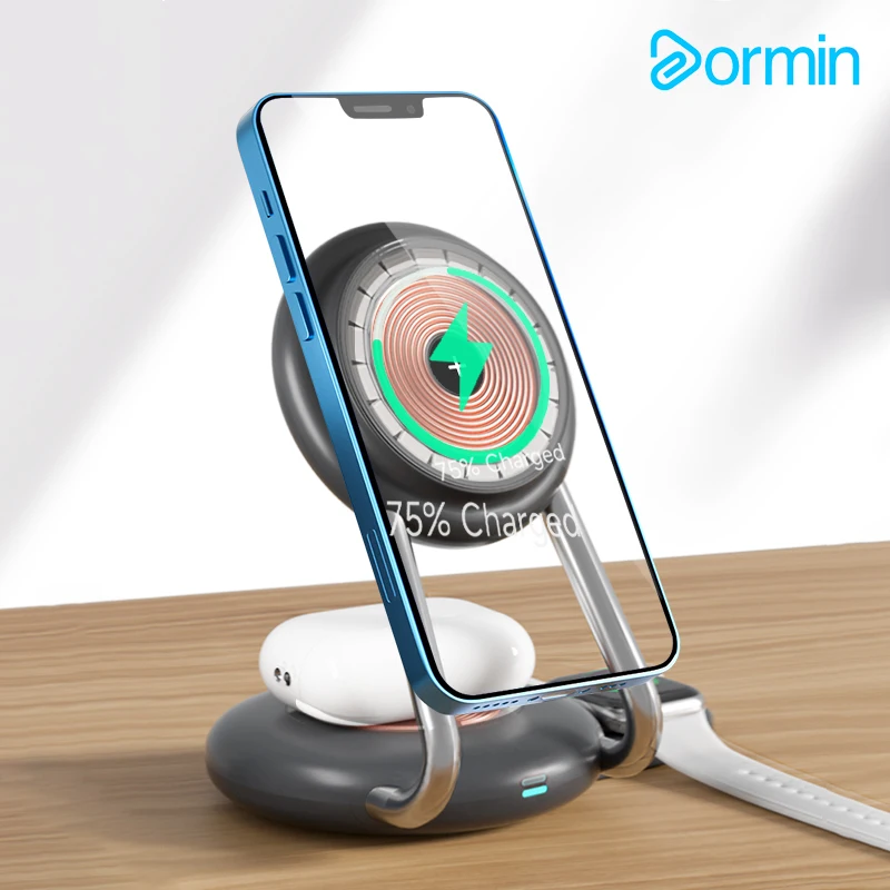 Dormin Magsafe Caricatore Wireless Magnetico Supporto Tre In Uno Base Multifunzionale Per Iphone 1514Promax Ricarica Rapida Airpods Pro