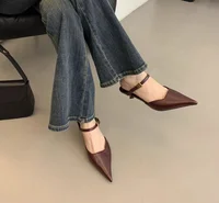 Retro Street Style Design Thin High Heels Pointed Toe Women Pumps Buckle Strap Banquet Party Slingbacks Female Mules Shoes - Image 2