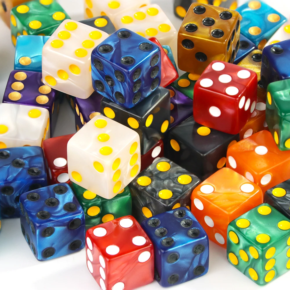 Game Dice 6-Sided 16mm Marble Acrylic D6 Set for DND RPG Table Board Game Teaching Math