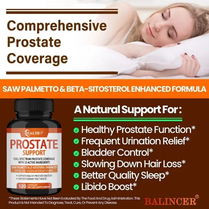 Saw Palmetto Supplement Antioxidant Vitamins for Prostate Support Urinary