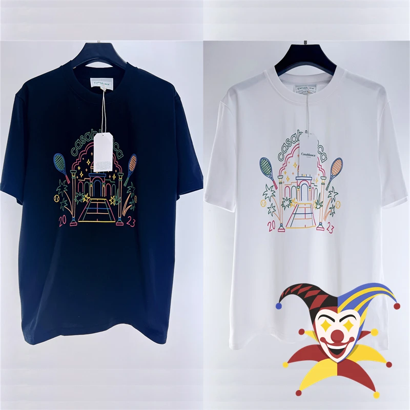 

Casablanca Tennis Club Tee Top Men Women 1:1 High Quality White Black T-Shirt