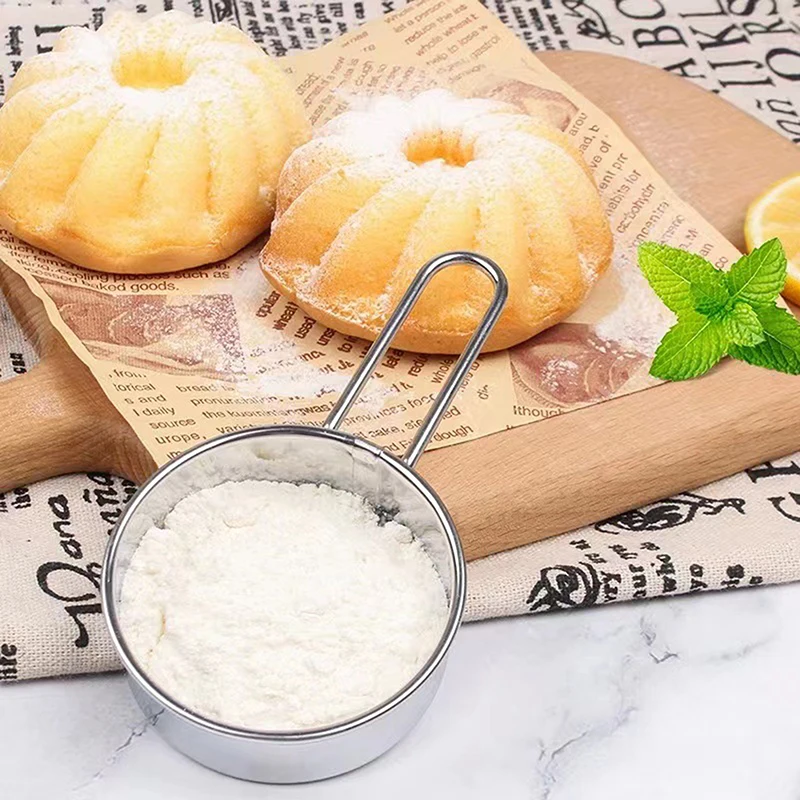 Stainless Steel Flour Sieve Fine Mesh Strainer Baking Flour Sifter With Handle Handheld Coffee Powder Mesh Sieve Baking Tools 3