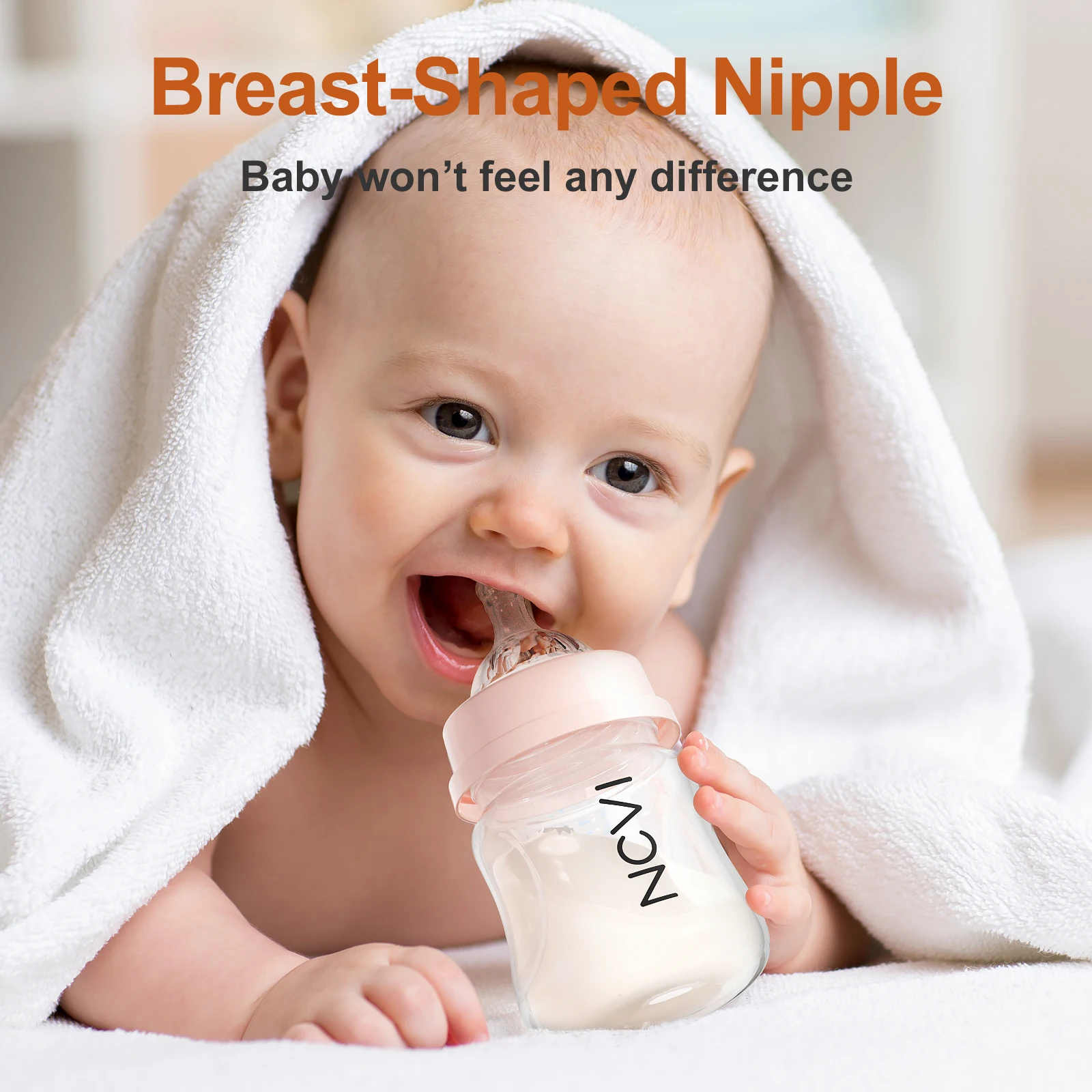 NCVI Breast Milk Storage Bottles, Baby Bottles with Nipples and Travel Caps, Anti-Colic, BPA Free, 4.7oz/140ml, 2 Count 2