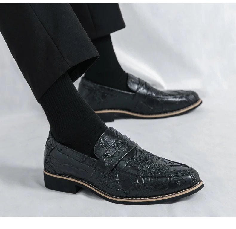 Neue schwarze lässige Herren-Loafer, Modedesigner, neuer Stil, Büro, Freizeit, Business, Party, Erwachsene, Nachtclub-Schuhe, Übergröße 38–46 – Detail 6