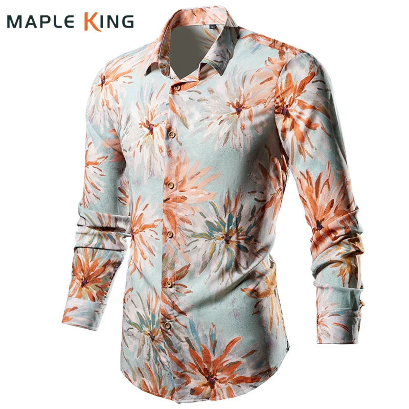 

Floral Shirt for Men Tops Plus Size Elegant Blusas Masculinas 2024 Mens Long Sleeve Dress Shirts Festival Hombre Hawaiian Blouse