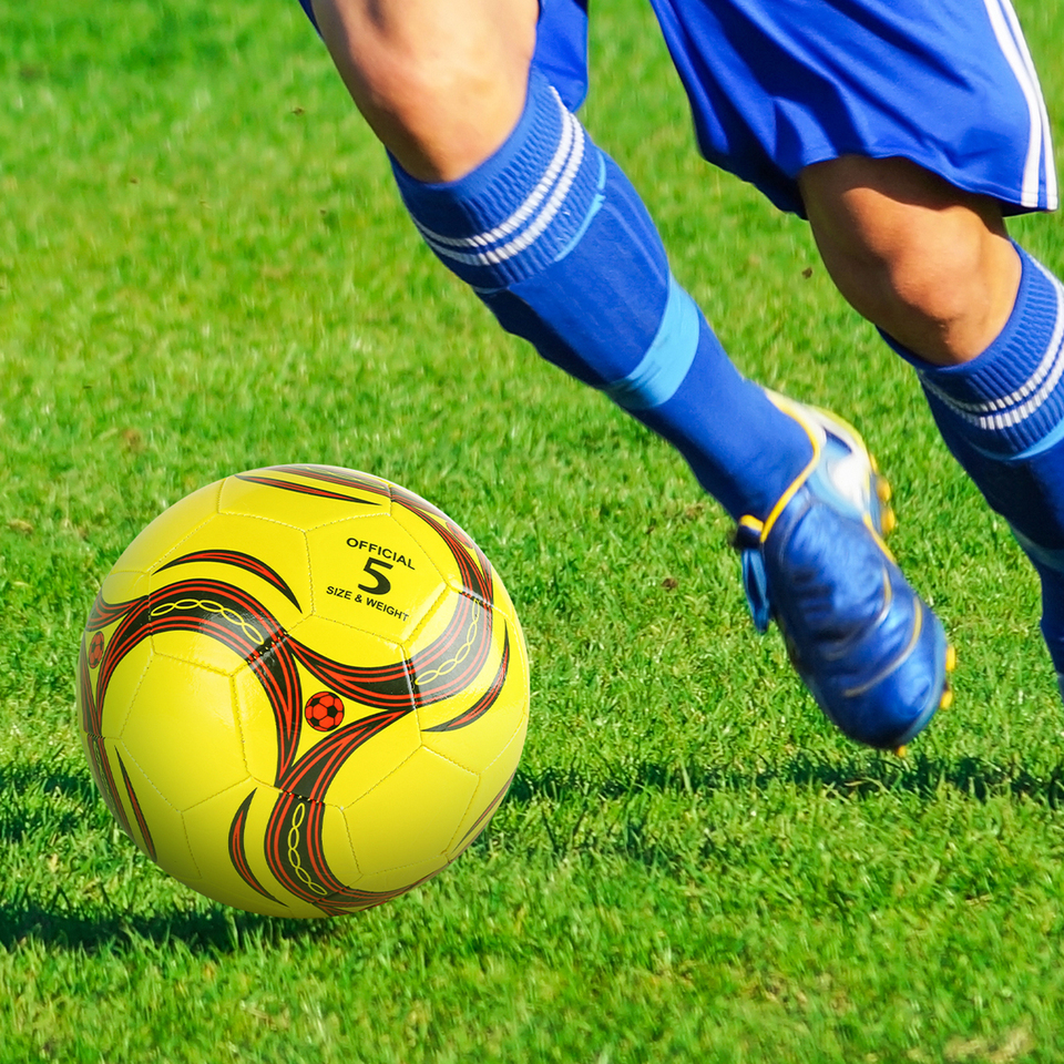 1PC A Size 3,4,5 Cyclone Football, Soft Inflatable Yellow Soccer Ball, Suitable for Training and Match Play