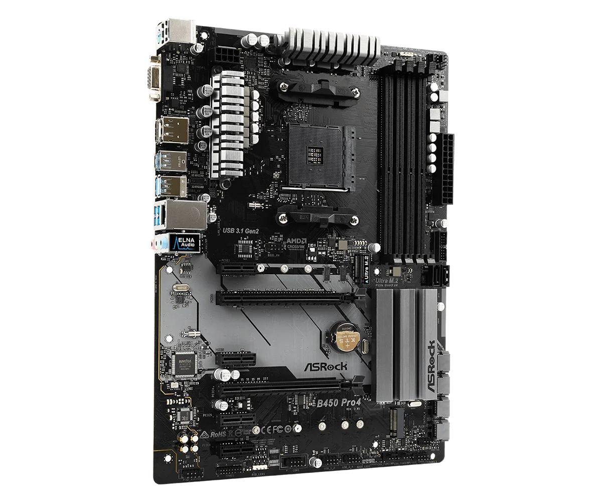 マザーボードamdb450,Asrock b450 pro4ソケット,am4 x ddr4,64gb m.2 ...