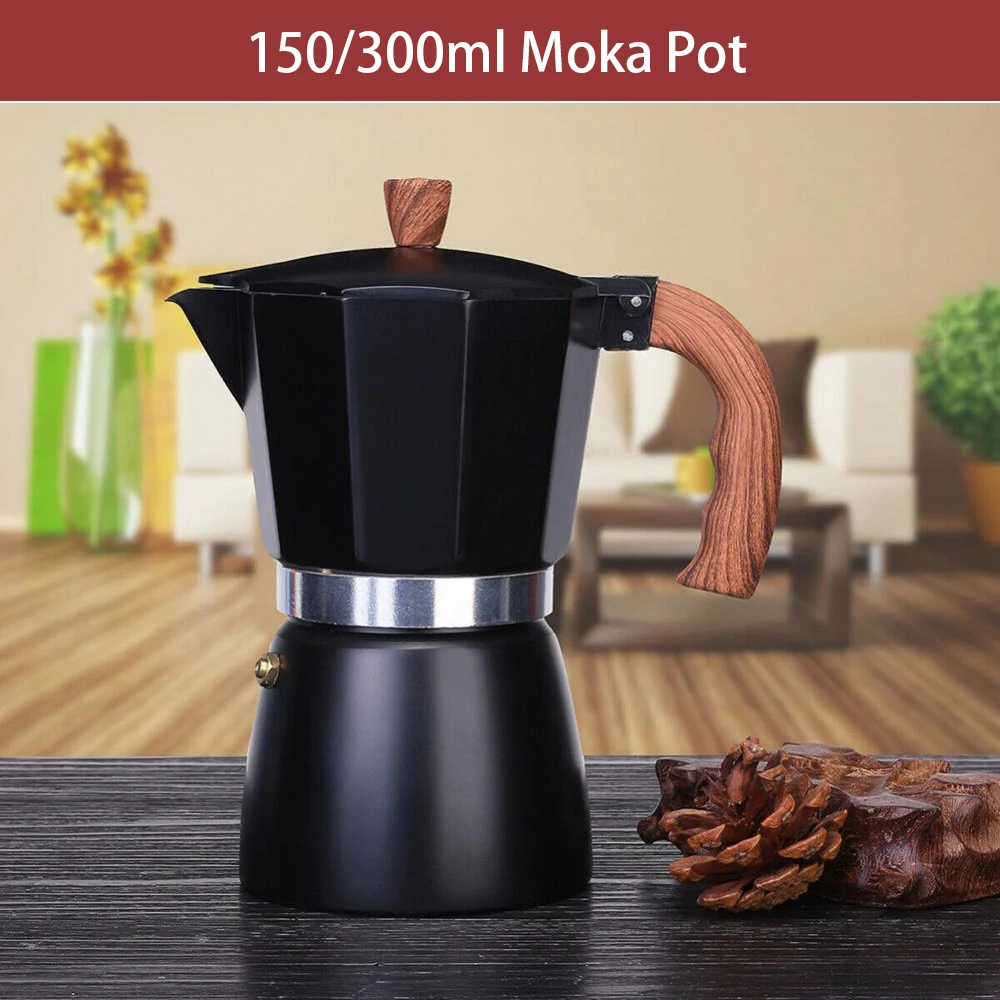 Latte Mocha Coffee Maker Italian Moka Espresso Cafeteira Percolator Pot Stovetop Coffee Maker 150ml Silver