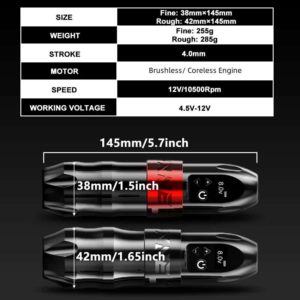 XNET Titan Wireless Tattoo Machine Battery Rotary Pen Strong Coreless Motor with LCD Digital Display for Tatto Artist Body tattoo supplies