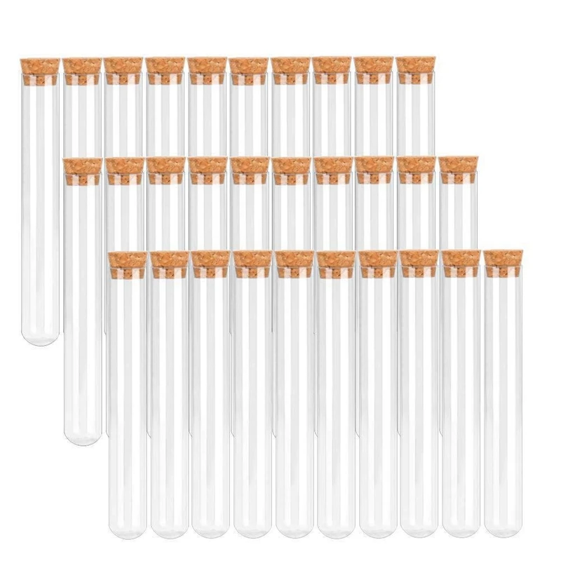 코르크가 있는 플라스틱 시험관, 크래프트 종이 태그 및 황마 로프 깔때기, 16x150mm(20ml)