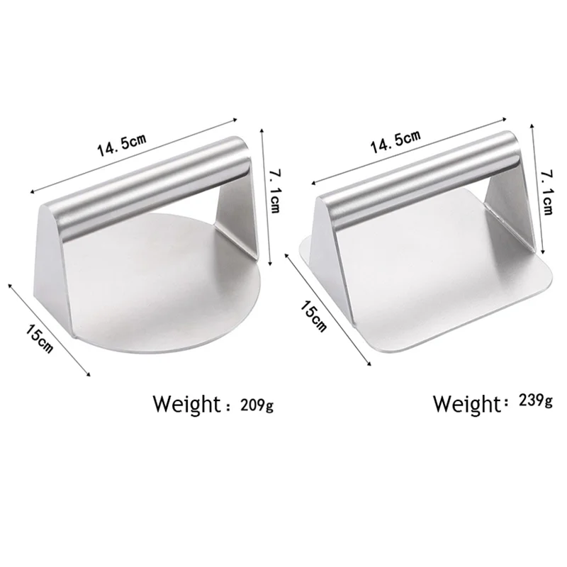 1PC Round/Square Stainless Steel Smash Burger Press Grill Accessories For Flat Top Grill Hamburger Press Squeeze Grease