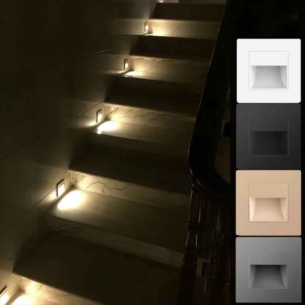 Indoor Outdoor Wall Light Footlights Night Lights Household Square Sensor Staircase Aisle Night Light Recessed Footlights