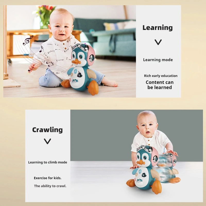 Musical penguin toy Musical Penguin Baby Crawling Toys Infant Moving Walking Dancing Toys with Light Toddler Interactive Development Tummy Time Gift