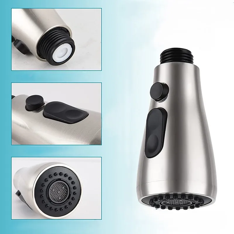 Kitchen Faucet Spray Head Pull-out One-click Water Stop Replaceable