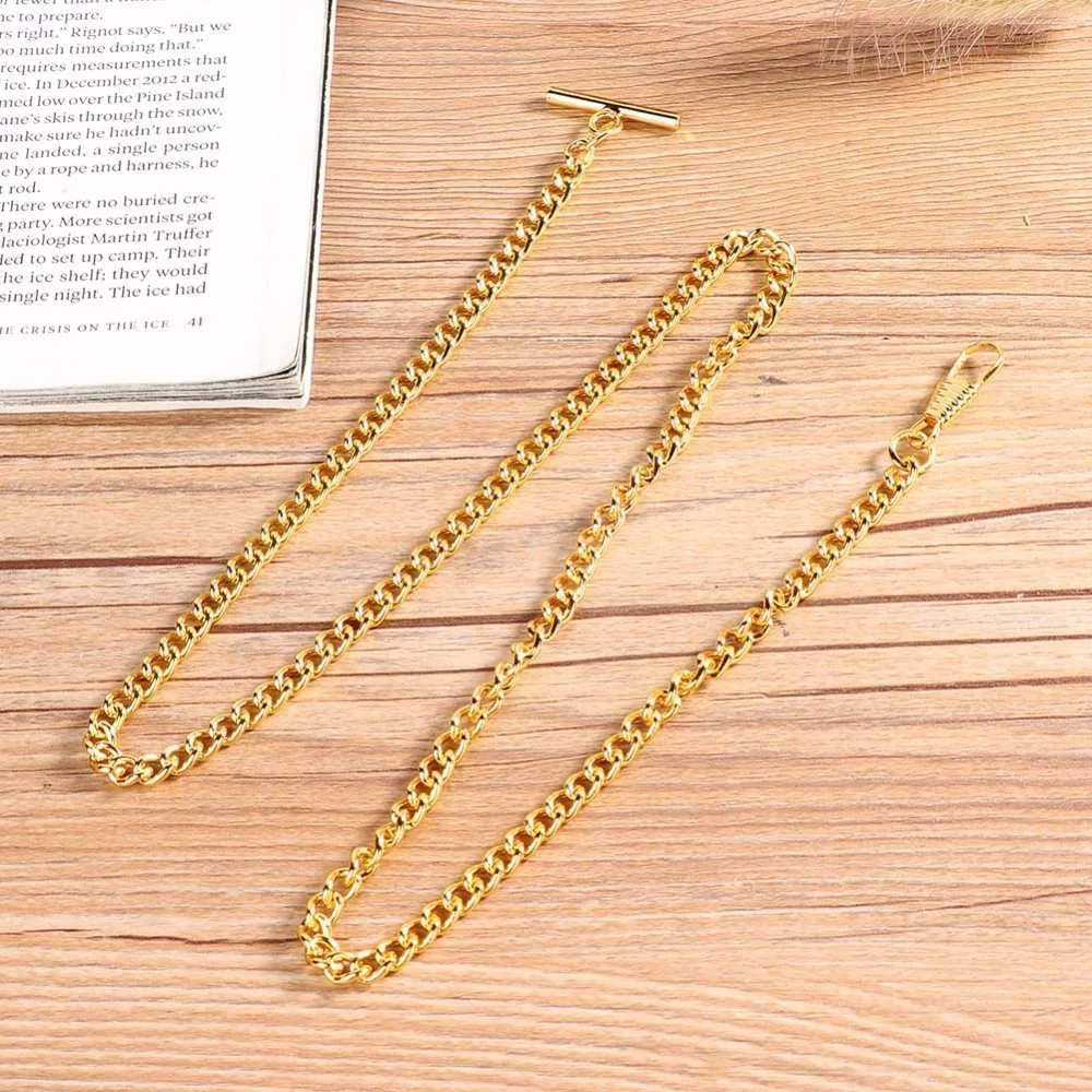 Elegant Vintage Gold-Plated Pocket Watch T-Bar Chain - 65cm