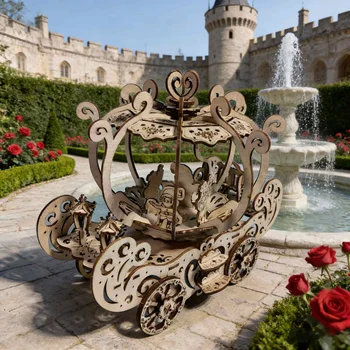 Pumpkin Carriage 3D Wooden Puzzle – DIY Model Kit 1