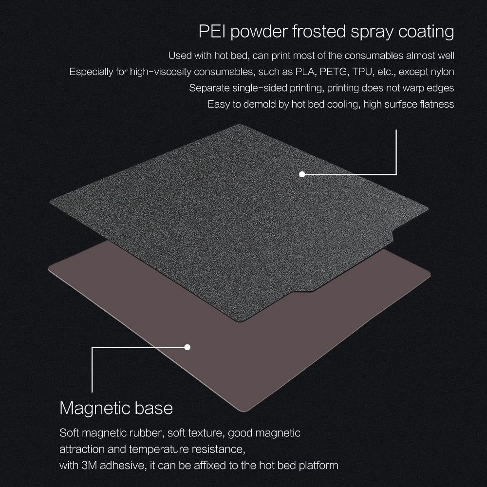 Folha de Aço Fosco Primavera Peças Impressora 3d Pei pó Revestido Build Plate Base 220 mm 235 mm 310 mm 410 mm Heat Bed Print para Ender Xcr - Imagem 2